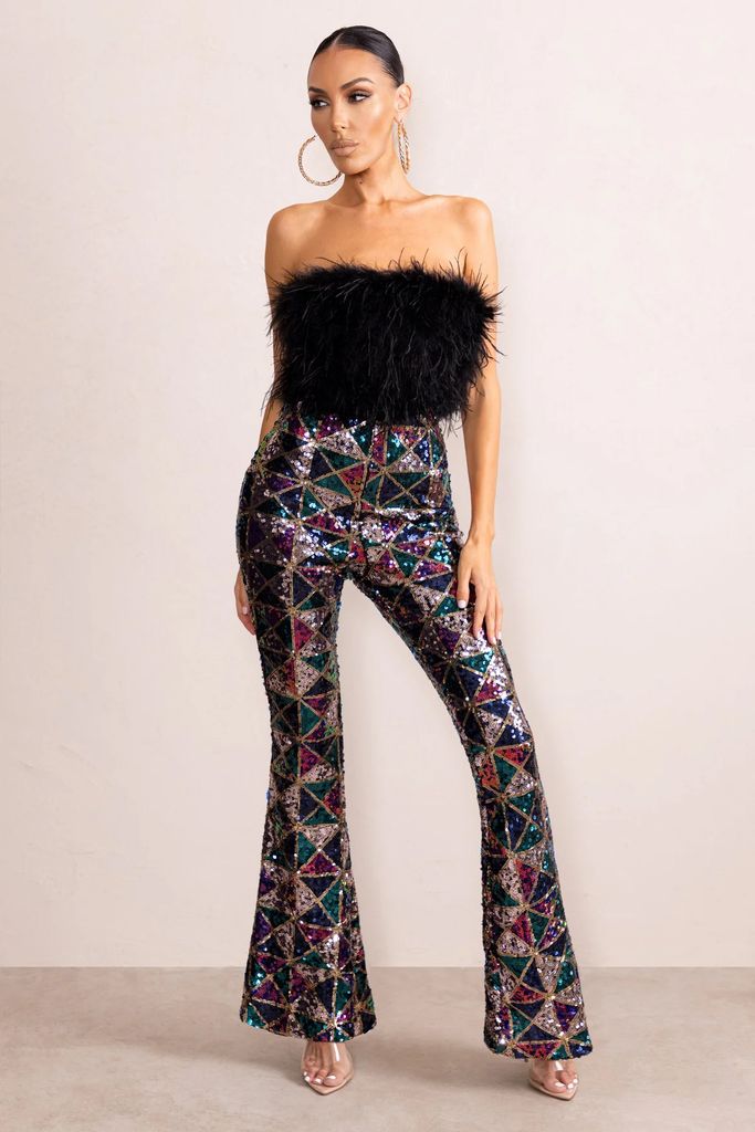 ROTATE Sequin Design Tapered Trousers  Farfetch