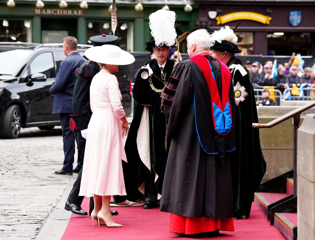 Prince Edward, Duke of Edinburgh and Sophie, Duchess of Edinburgh arrive for the Order of the Thistle Service at St Giles' Cathedral