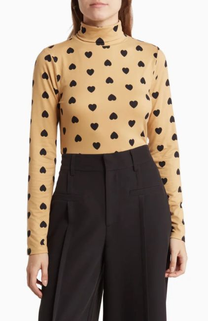 heart print roll neck sweater nordstrom rack