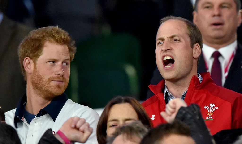 Prince William shouting at the rugby