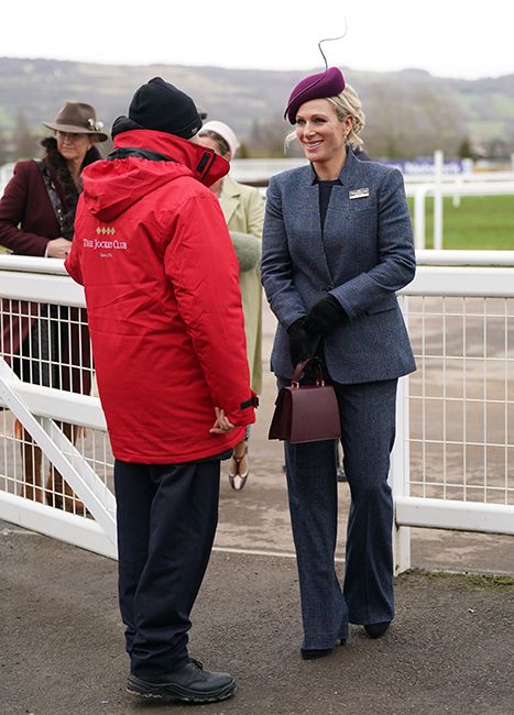 zara tindall navy suit fitted flares