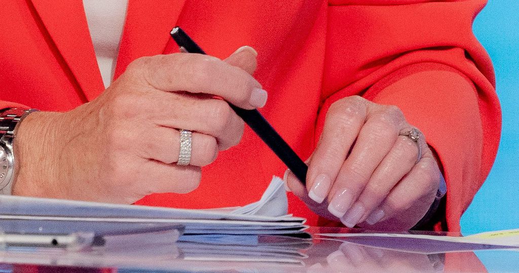 Ruth Langsford's hands wearing rings close up