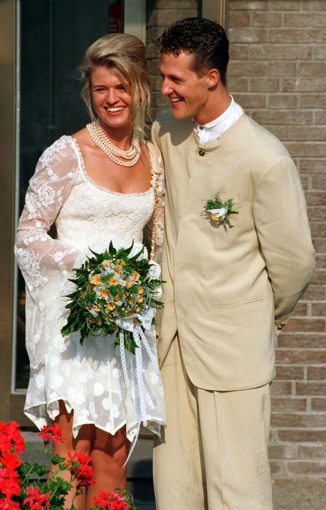 Michael Schumacher and his wife Corinna pictured on wedding day in 1995