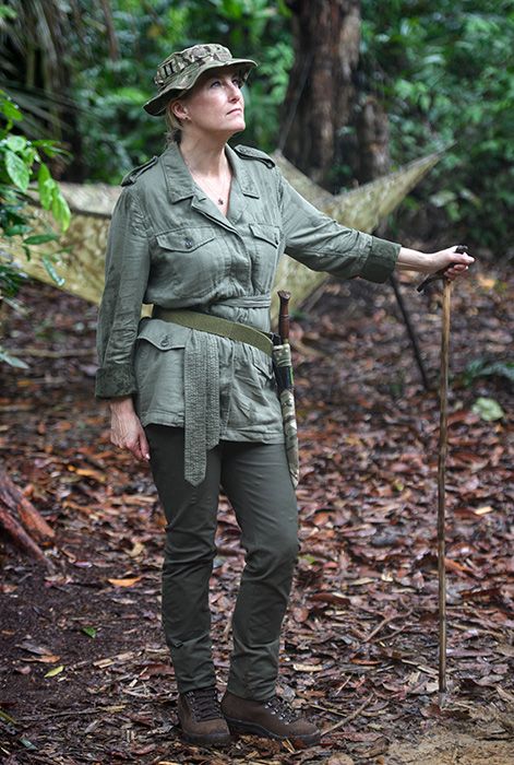 sophie wessex treks in brunei in camouflage outfit