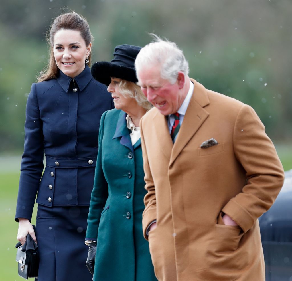 Kate Middleton walking with Queen Camilla and King Charles