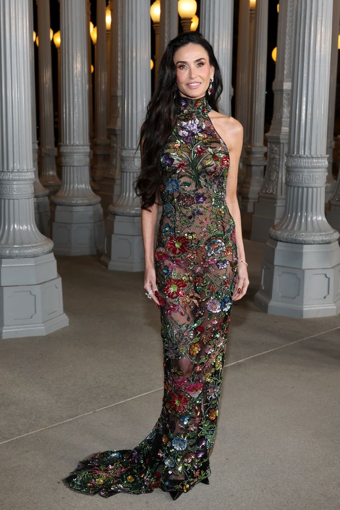 Demi Moore, wearing Gucci, attends the 2025 LACMA Art+Film Gala, Presented By Gucci at Los Angeles County Museum of Art