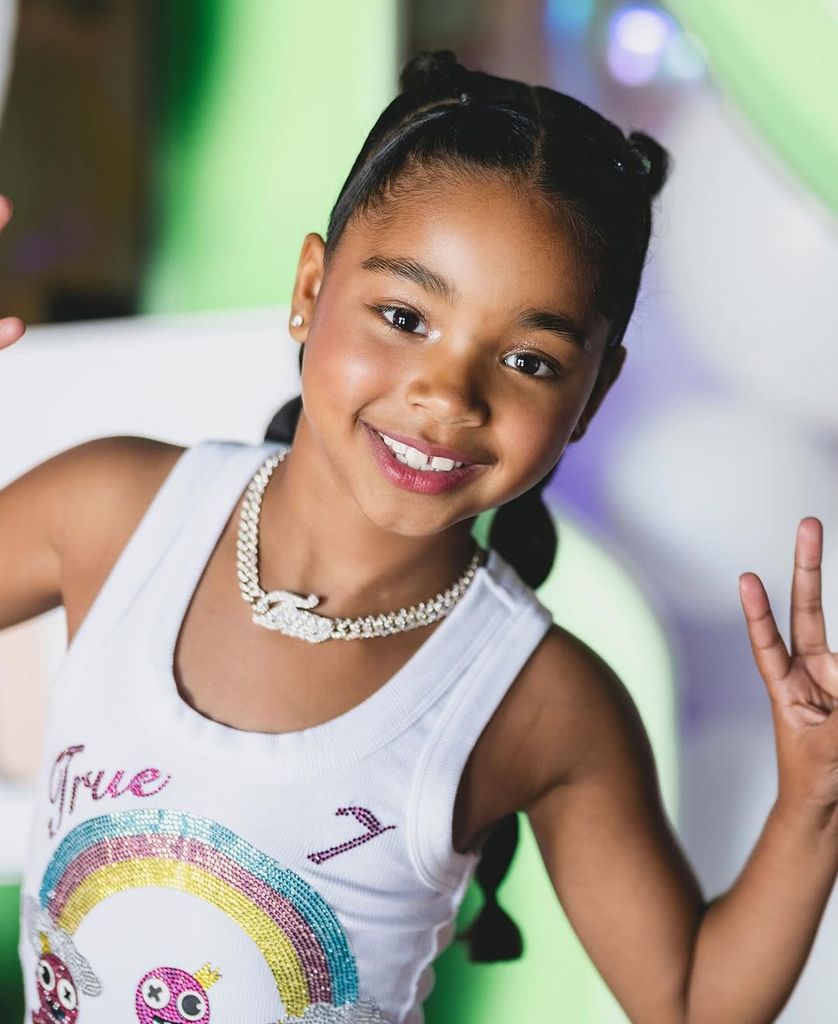 Photo shared by Khloe Kardashian of daughter True Thompson on her 7th birthday