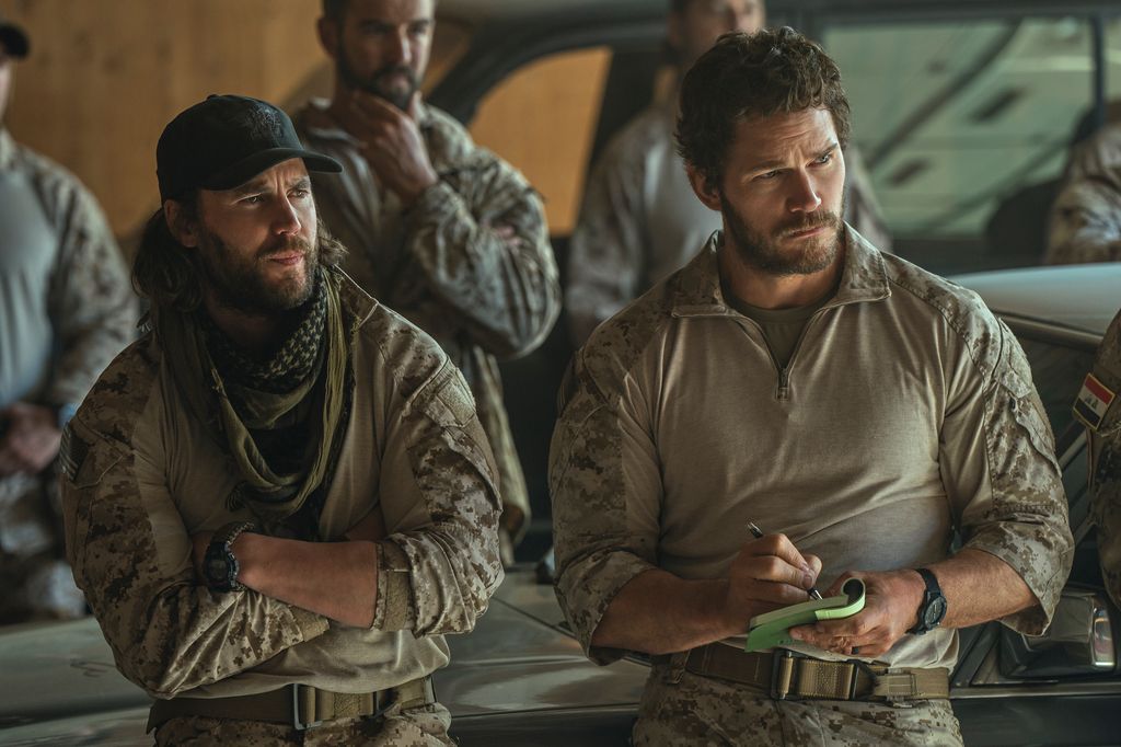 Taylor Kitsch and Chris Pratt in a scene from  Dark Wolf