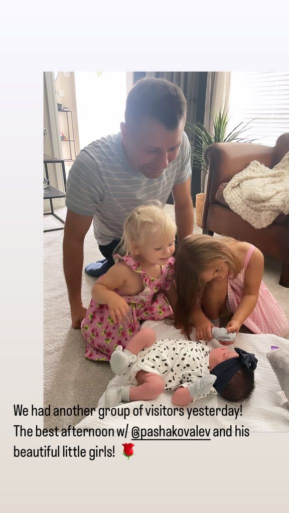 Pasha Kovalev and his two daughters meeting Janette and Aljaz's baby daughter Lyra
