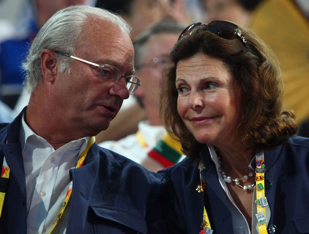 King Carl XVI Gustaf of Sweden and Queen Silvia of Sweden attend the Closing Ceremony for the Beijing 2008 Olympic Games 