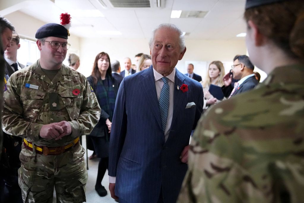 King Charles III visits Chatfield Health Care, a medical centre offering specialist services to veterans through the NHS, in Battersea, south-west London
