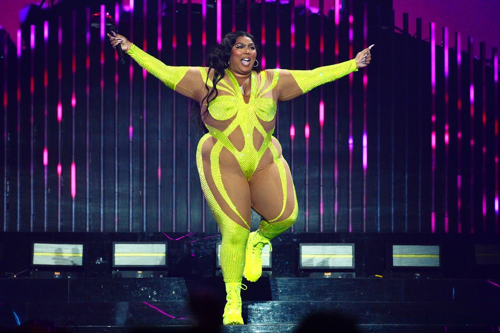 lizzo o stage lime green bodysuit
