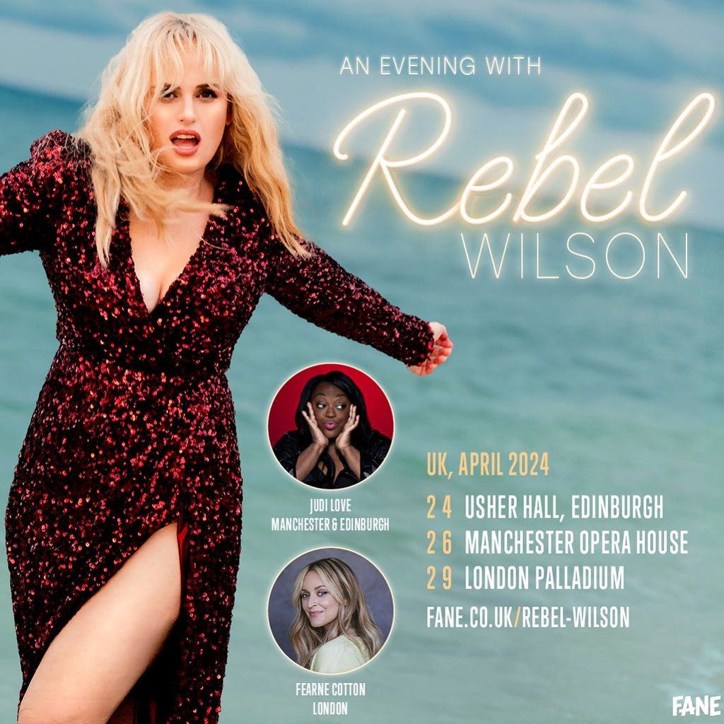 Rebel Wilson has arrived in the UK for the latest leg of her tour