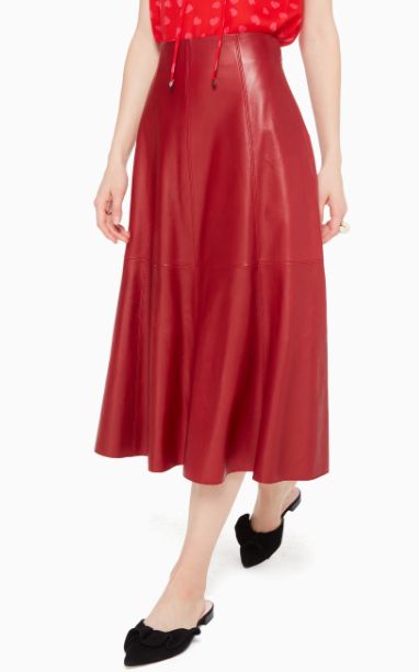 kate spade red leather skirt
