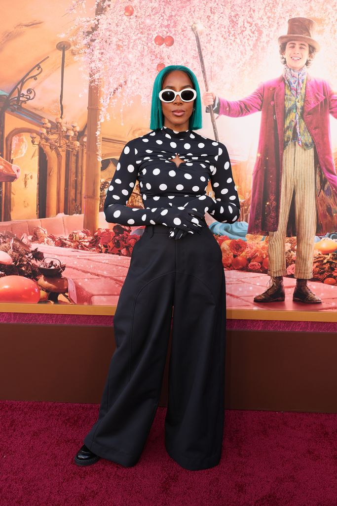 Kelly Rowland attends the Los Angeles Premiere of Warner Bros. "Wonka" at Regency Village Theatre on December 10, 2023 in Los Angeles, California.