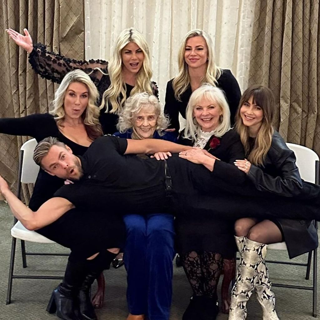 Derek and Julianne Hough's family photo during a memorial for their grandfather