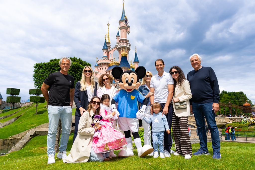 Rafael Nadal with his family, including son and wife, at Disneyland Paris