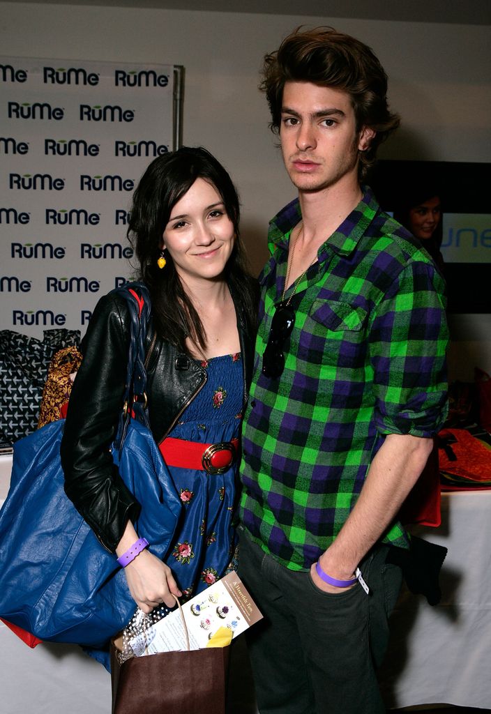 Shannon Woodward posing with Andrew Garfield