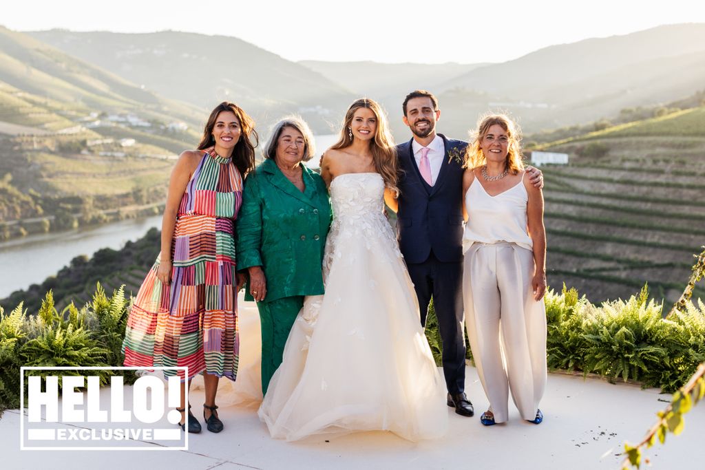 The newlyweds were delighted to share the day with both of their families. Pictured: Bernardo's sister, grandmother and mother. 