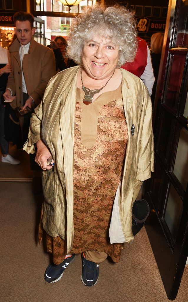 Miriam Margolyes wearing a brown dress