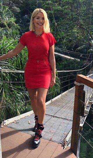 holly willoughby red top skirt instagram