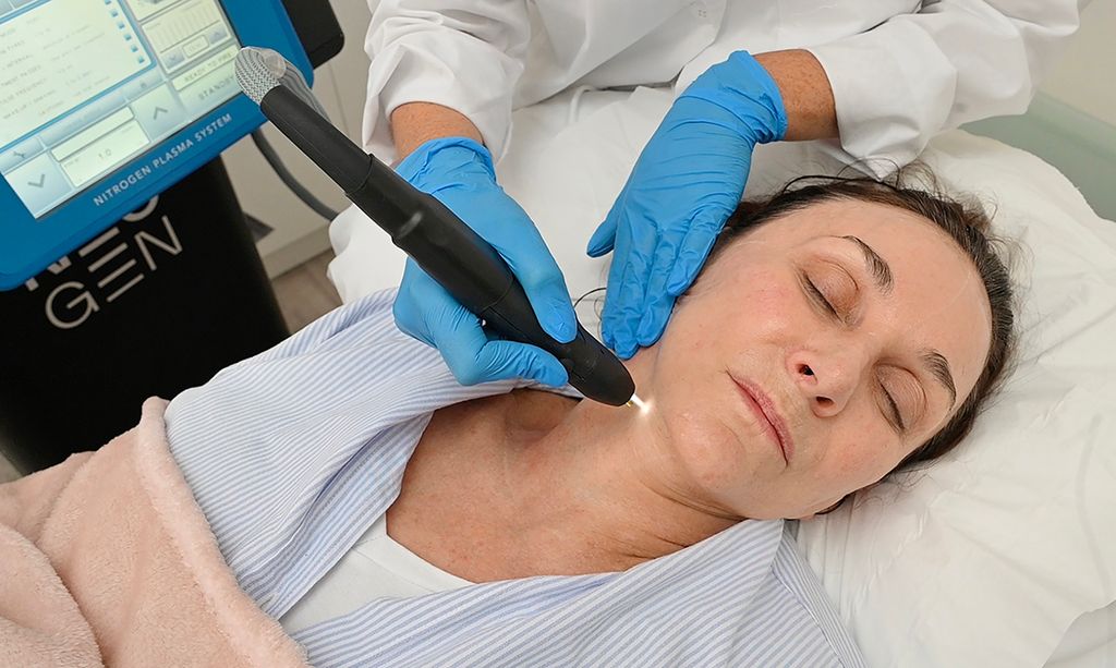 Shirley Ballas having a beauty treatment on her neck