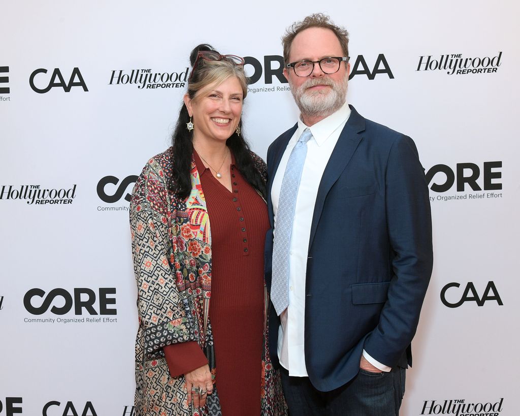 Holiday Reinhorn and Rainn Wilson attend CORE's Pre-Oscars Benefit: An Evening Supporting Communities In Crisis at Ross House on March 05, 2024 in Los Angeles, California