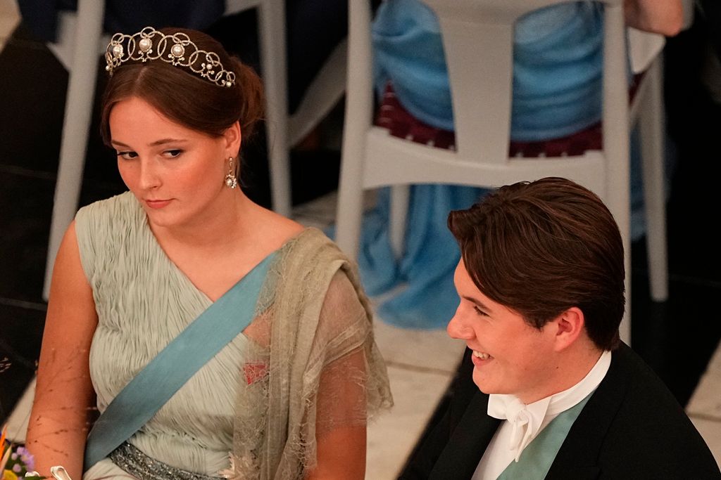 Norway's Princess Ingrid Alexandra and Denmark's Prince Christian during the gala dinner for Prince Christian's 18th birthday 