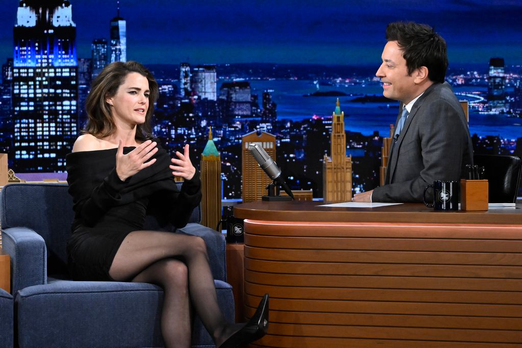 Keri Russell during an interview with host Jimmy Fallon 