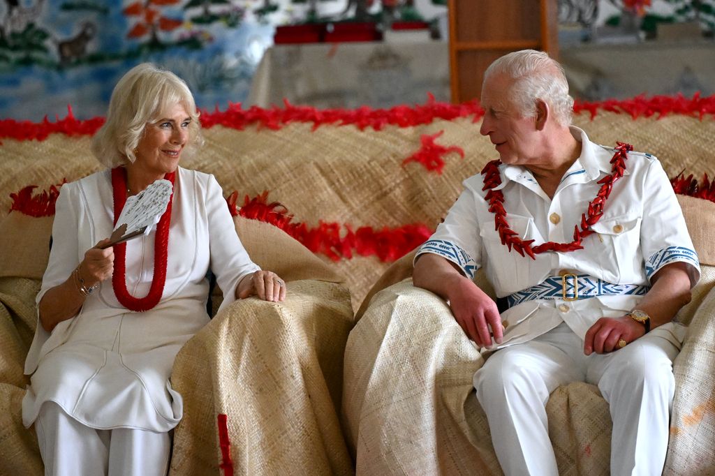 The King and Queen during the tea ceremony in Samoa