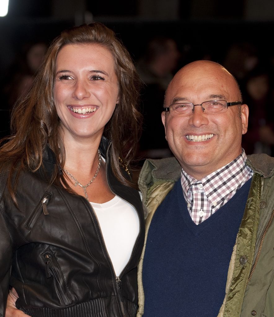 Gregg Wallace in a blue jumper, plaid shirt and green coat alongside ex-wife Heidi in a brown leather jacket