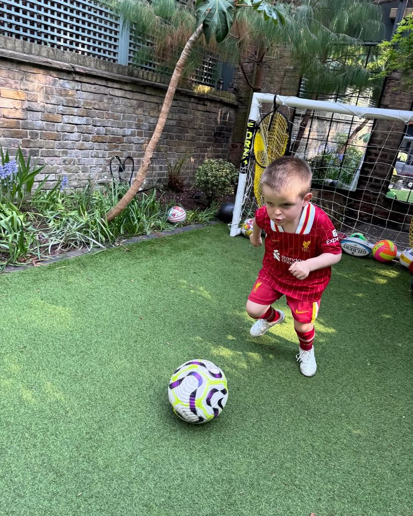 Raphael 'Rapha' Redknapp practicing his football skills