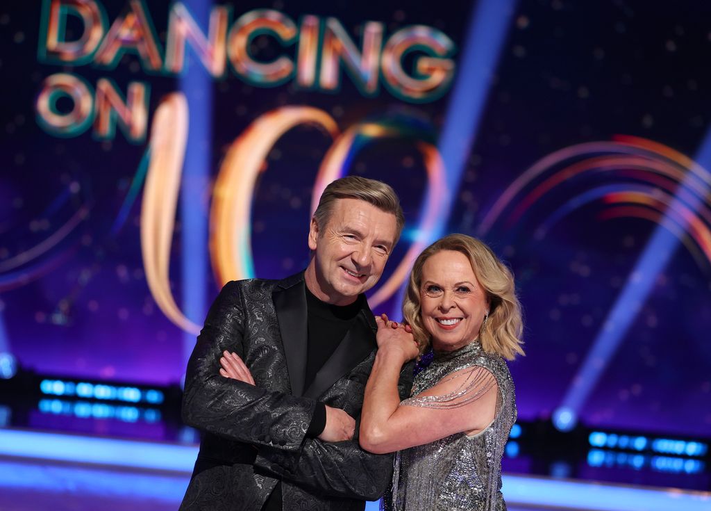Jayne Torvill and Christopher Dean attend the photocall for "Dancing On Ice" 2025 at Bovingdon Airfield Studios