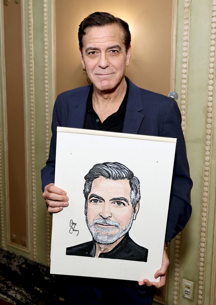George Clooney attends the unveiling ceremony for his Sardi's Caricature in honor of his performance in "Good Night, and Good Luck" at Sardi's on April 24, 2025