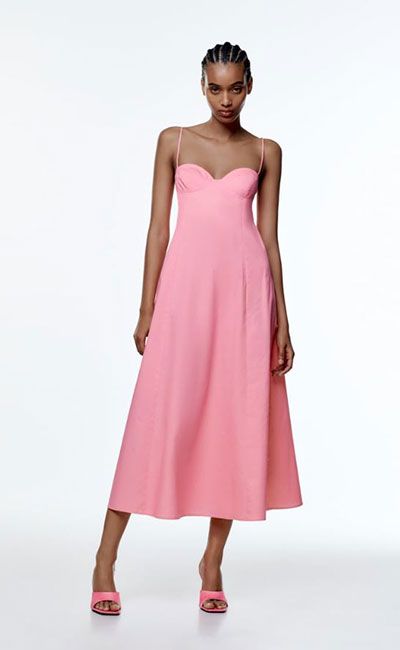 Zara, Dresses, Pink Geometric Print Dress