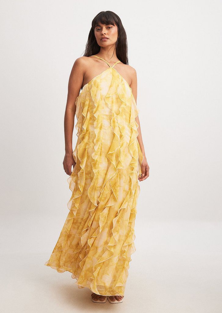 NA-KD yellow ruffle dress