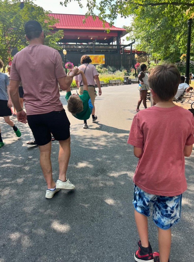 Photo shared by Carrie Underwood on Instagram June 22 , 2024 of a day out in HersheyPark with her husband Mike Fisher and their two sons