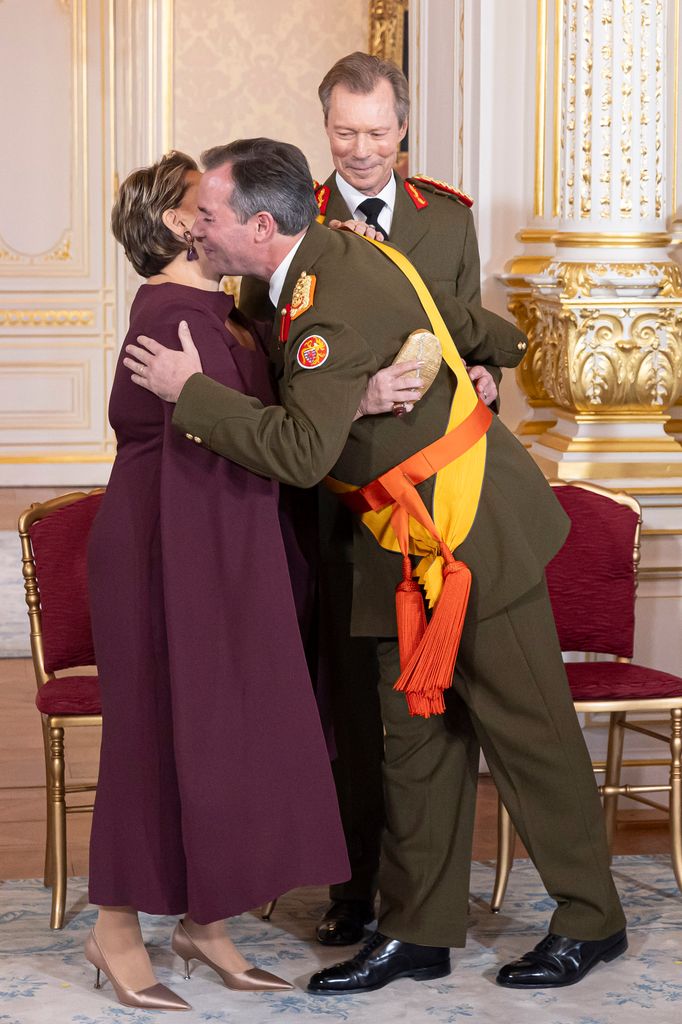 Prince Guillaume hugs Grand Duchess Maria Teresa