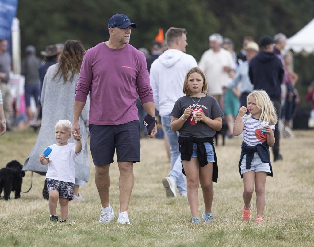 Mike Tindall and Mia, Lena and Lucas at Wellington International Horse Trials
