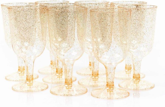 nye decorations glitter wine glasses disposable plastic