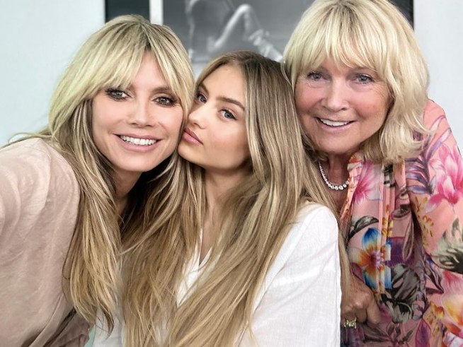 The Klum genes run strong in this family as daughter Leni twinned with her mom and grandma