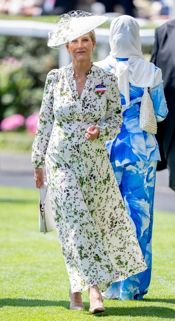 Duchess Sophie celebrates anniversary in bridal white silk dress and veil at Ascot 2025