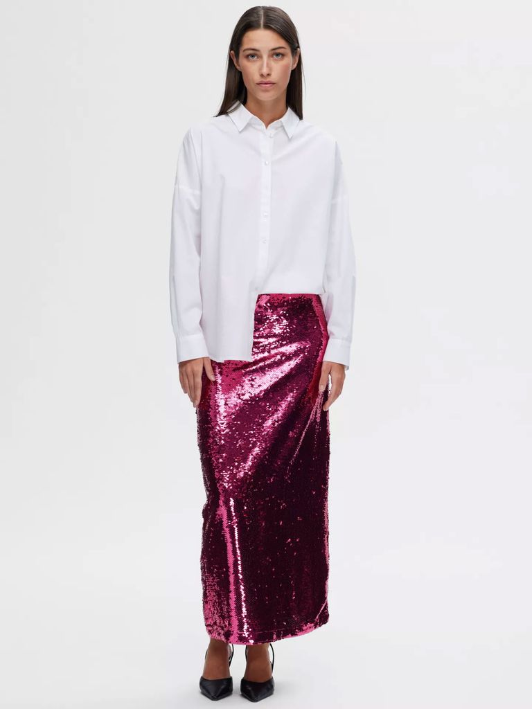 Selected Femme Pink Sequin Skirt