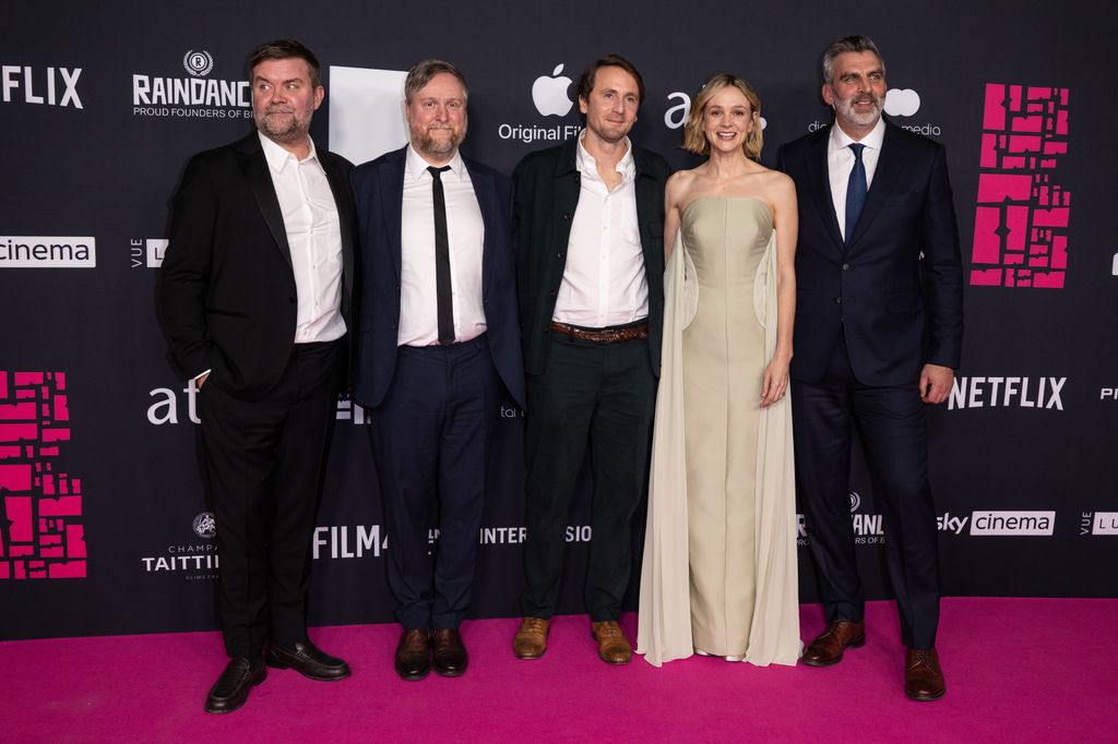 Rupert Majendie, Tim Key, Tom Basden, Carey Mulligan and James Griffiths attend The 28th British Independent Film Awards at The Roundhouse