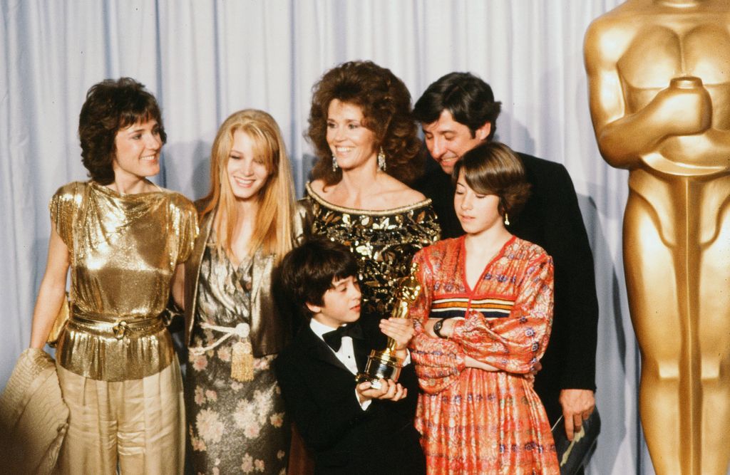 Jane with ex-husband Tom Hayden her family in 1982 