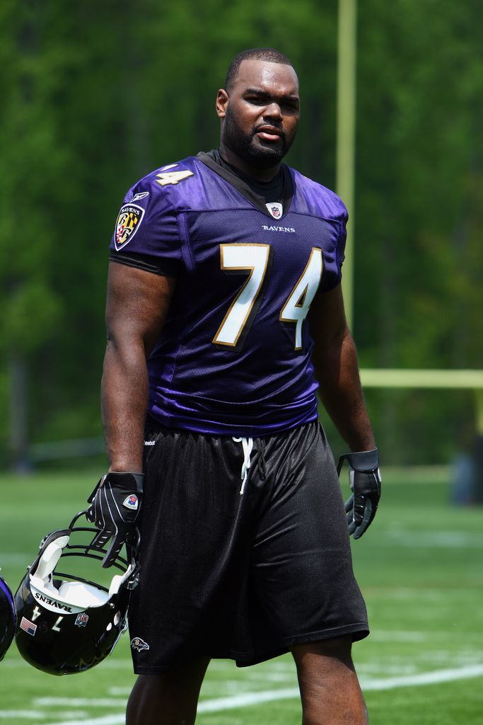 Offensive lineman Michael Oher #74 of the Baltimore Ravens seen during minicamp at the practice facility on May 8, 2009 in Owings Mills, Maryland