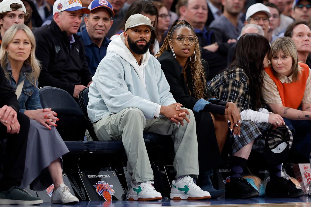 Common and Jennifer Hudson are seen in attendance during Game Five of the Eastern Conference Second Round Playoffs between the Indiana Pacers and the New York Knicks at Madison Square Garden on May 14, 2024 in New York City