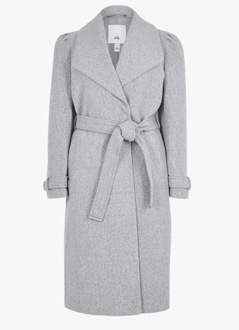 river island puff sleeve belted coat