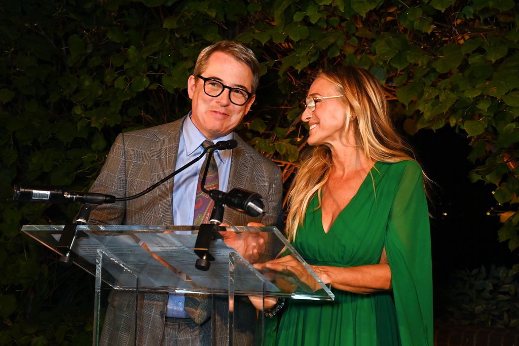 Matthew Broderick and Sarah Jessica Parker speak at the ATG Summer Party 