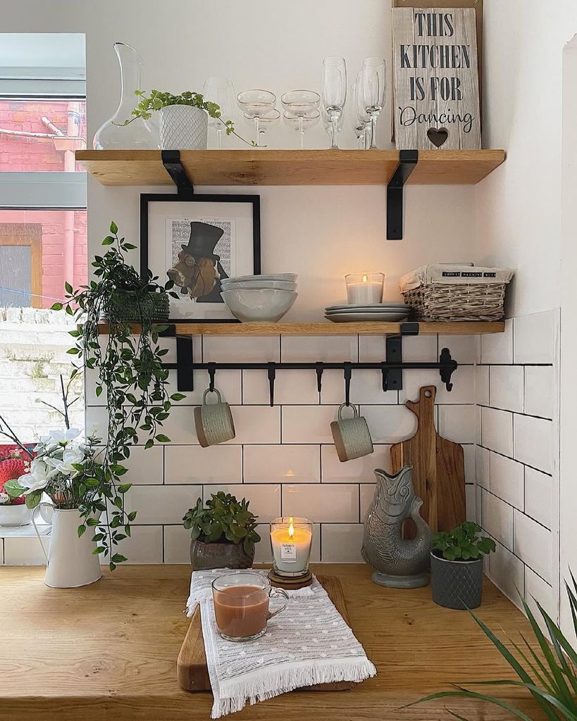 black rail under shelf in modern kitchen 